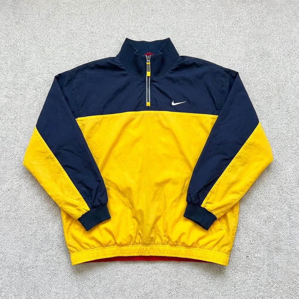Vintage 90s Reversible Nike Black Yellow Red Quarter Zip Jacket